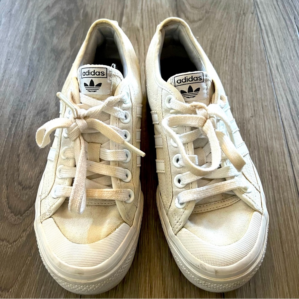 Adidas Nizza Platform Lace Up Sneakers White Size 7 - Picture 2 of 9